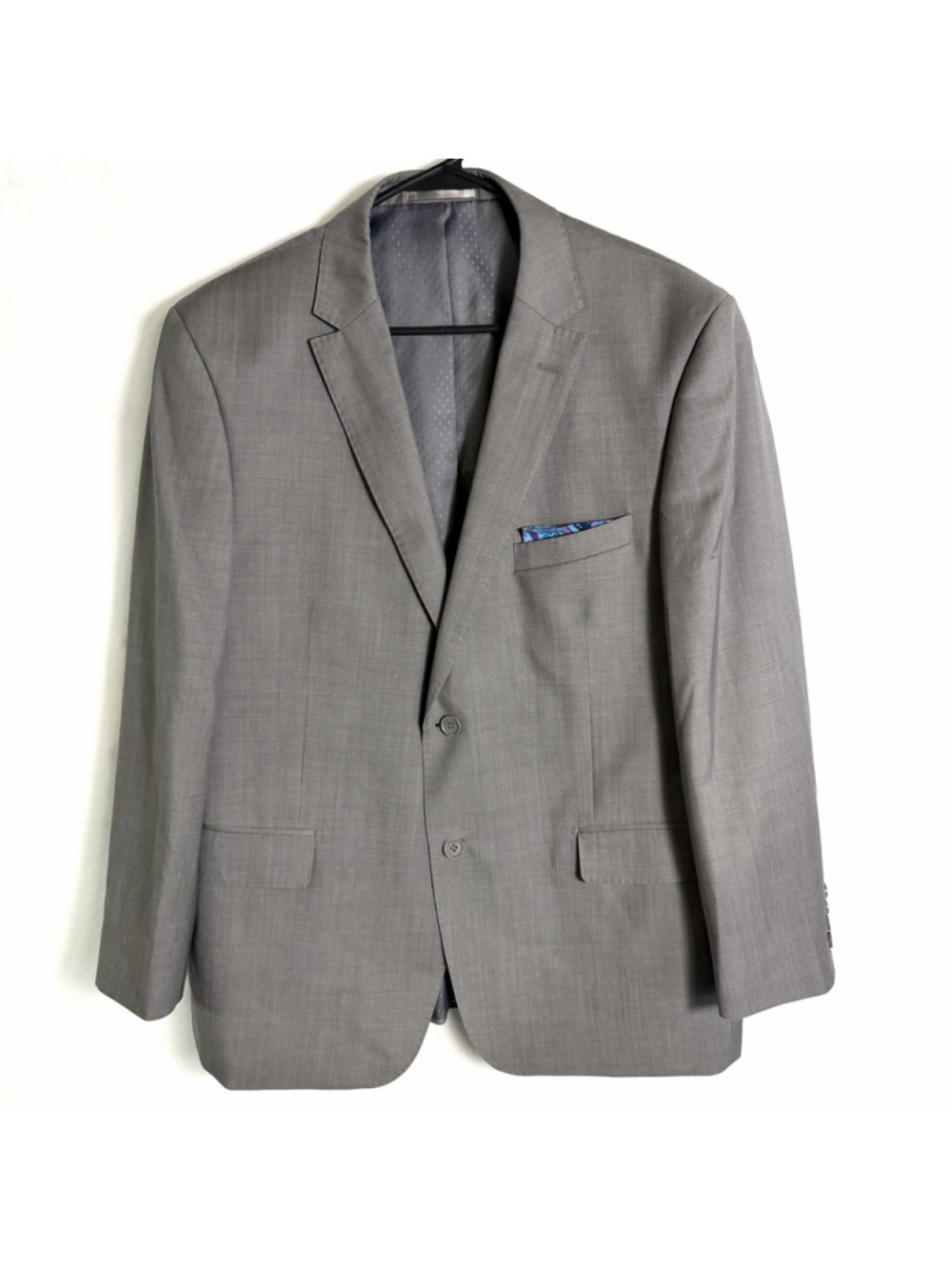 Mantoni Italy Super 140s Wool Sport Coat Blazer Mens 44 Gray 2 Button Formal